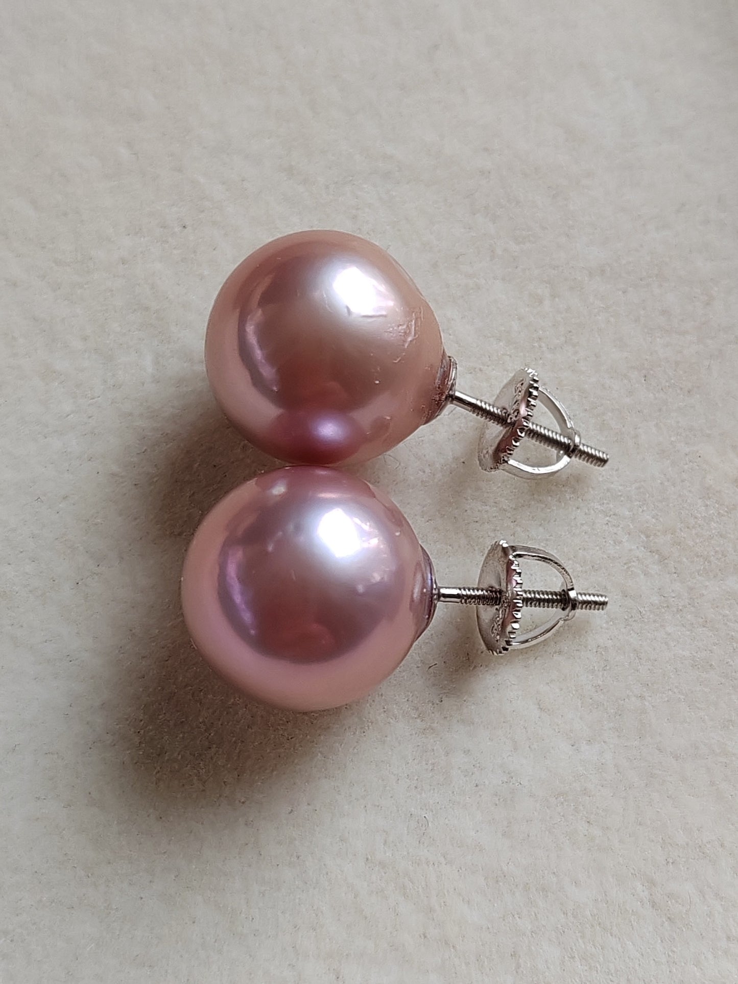 12.3mm Genuine freshwater pearls essential earrings studs silver