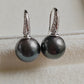 10.4mm Genuine tahitian south sea pearls round classic earrings sterling silver