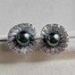 'Green lotus' earrings genuine tahitian south sea pearls 9.1mm