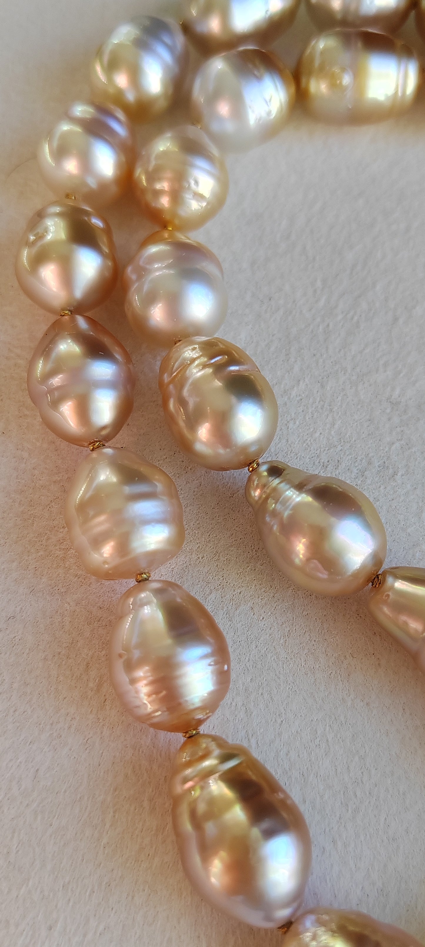 8.2-11.7mm Genuine golden south sea pearls classic baroque necklace