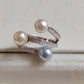 6.2-6.4mm Genuine Japanese akoya pearls triple beauty Ring