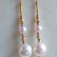 'Glittering' earrings 18k gold genuine Japanese akoya pearls 4.5-8.3mm AAA+