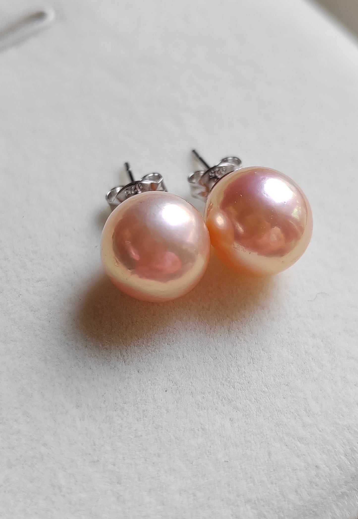 10.2-12mm Genuine freshwater pearls jewelry set Peach