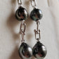 8.6-9.4mm Genuine tahitian south sea pearls double-beauty earrings silver