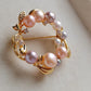 3.5-7.6mm Genuine freshwater pearls multicolour flower brooch