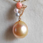 'Sunset' 18k gold diamond pendant genuine golden south sea pearl and Coral