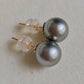 18k gold essential earring studs genuine tahitian south sea pearls 9mm Round