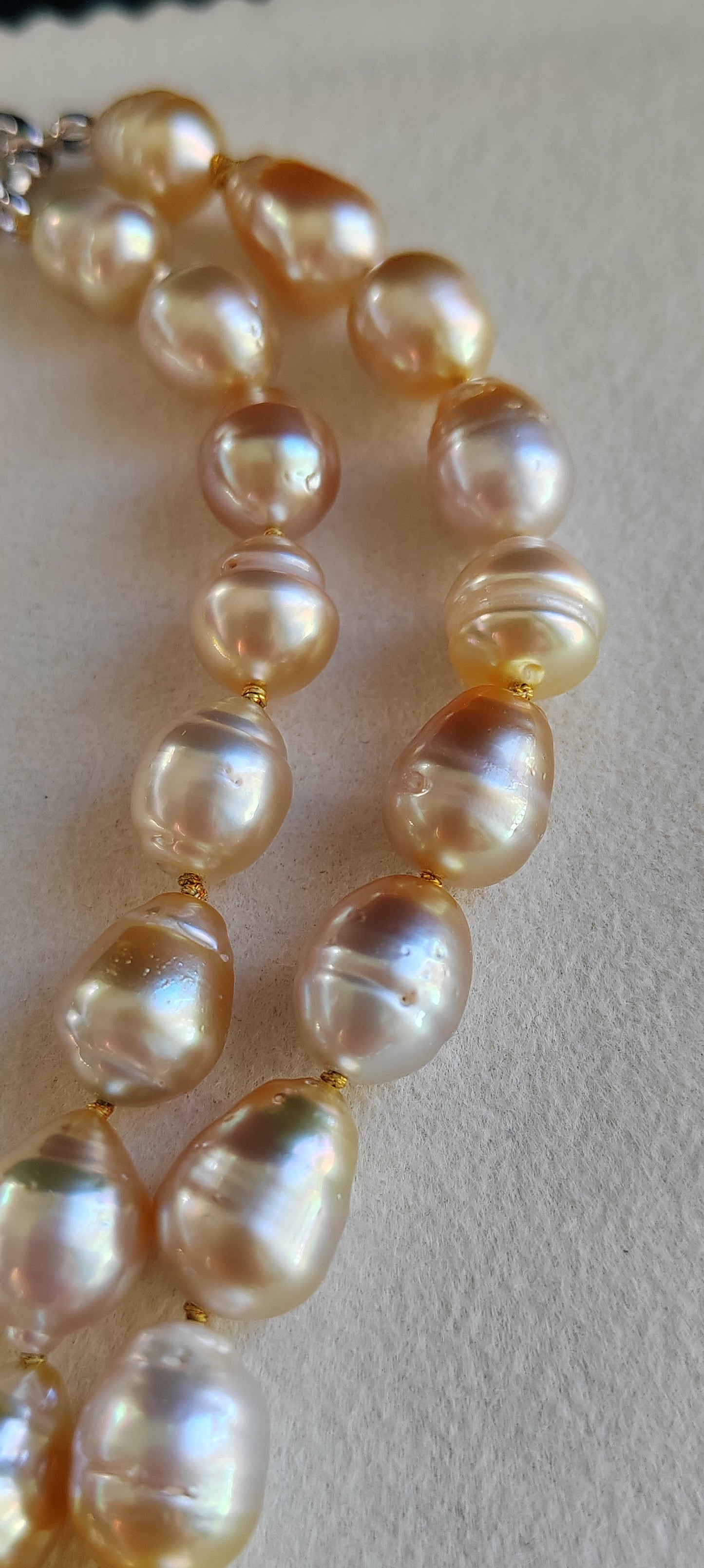 8.2-11.7mm Genuine golden south sea pearls classic baroque necklace