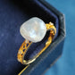 'Wild' Genuine Australian south sea Keshi pearl 18k gold Balletcore ring