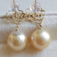 'Camellia' earrings 10k gold genuine golden south sea pearl 10.4mm Round