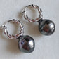 10.5mm Genuine tahitian south sea pearls simple hoops earrings
