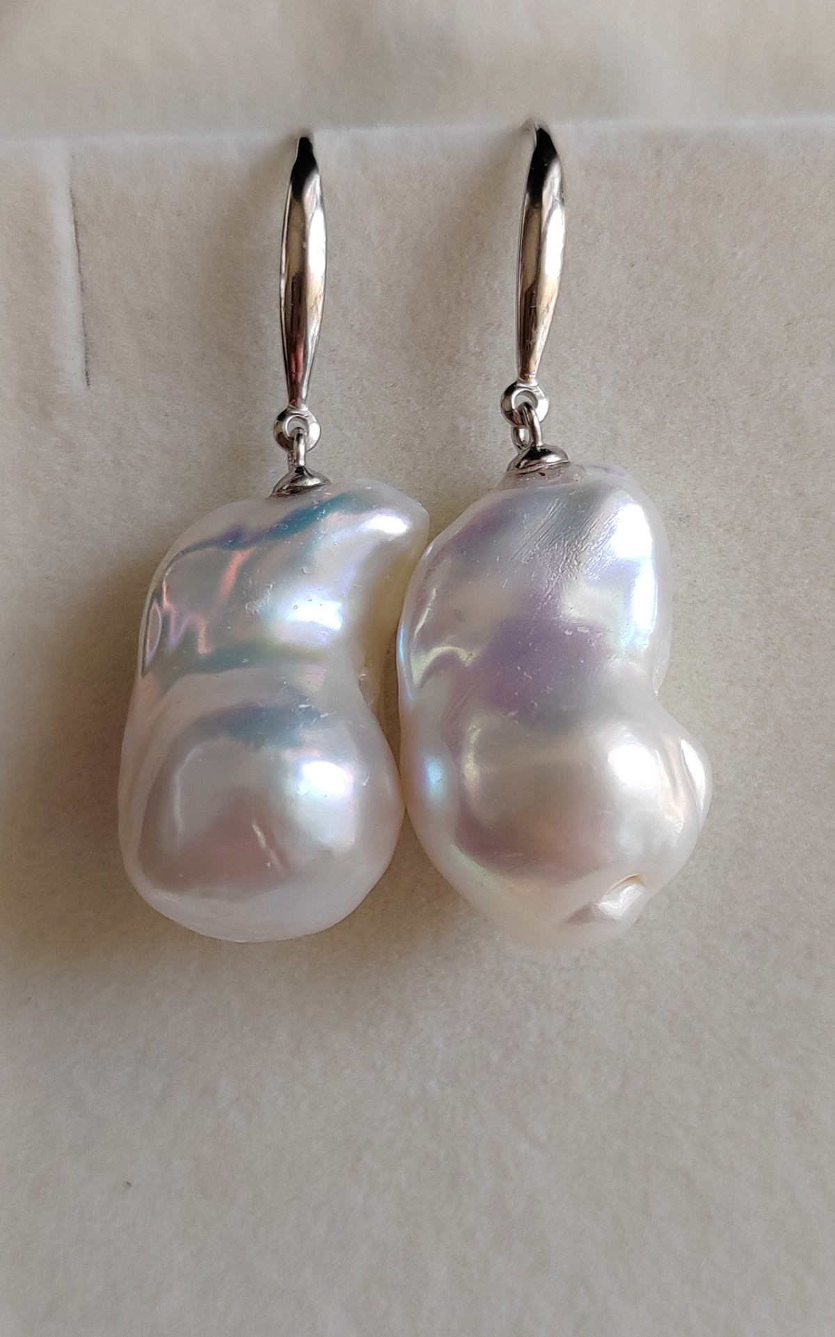 Classic baroque earring genuine freshwater pearl 13x22mm