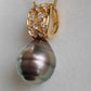 11.2x13.6mm Genuine Mangareva Tahitian sea pearl 'Light Neon' pendant