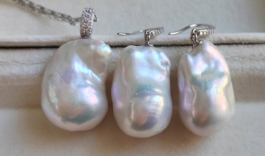 Classic baroque jewellry set Genuine freshwater pearls 13.9-15.2mm