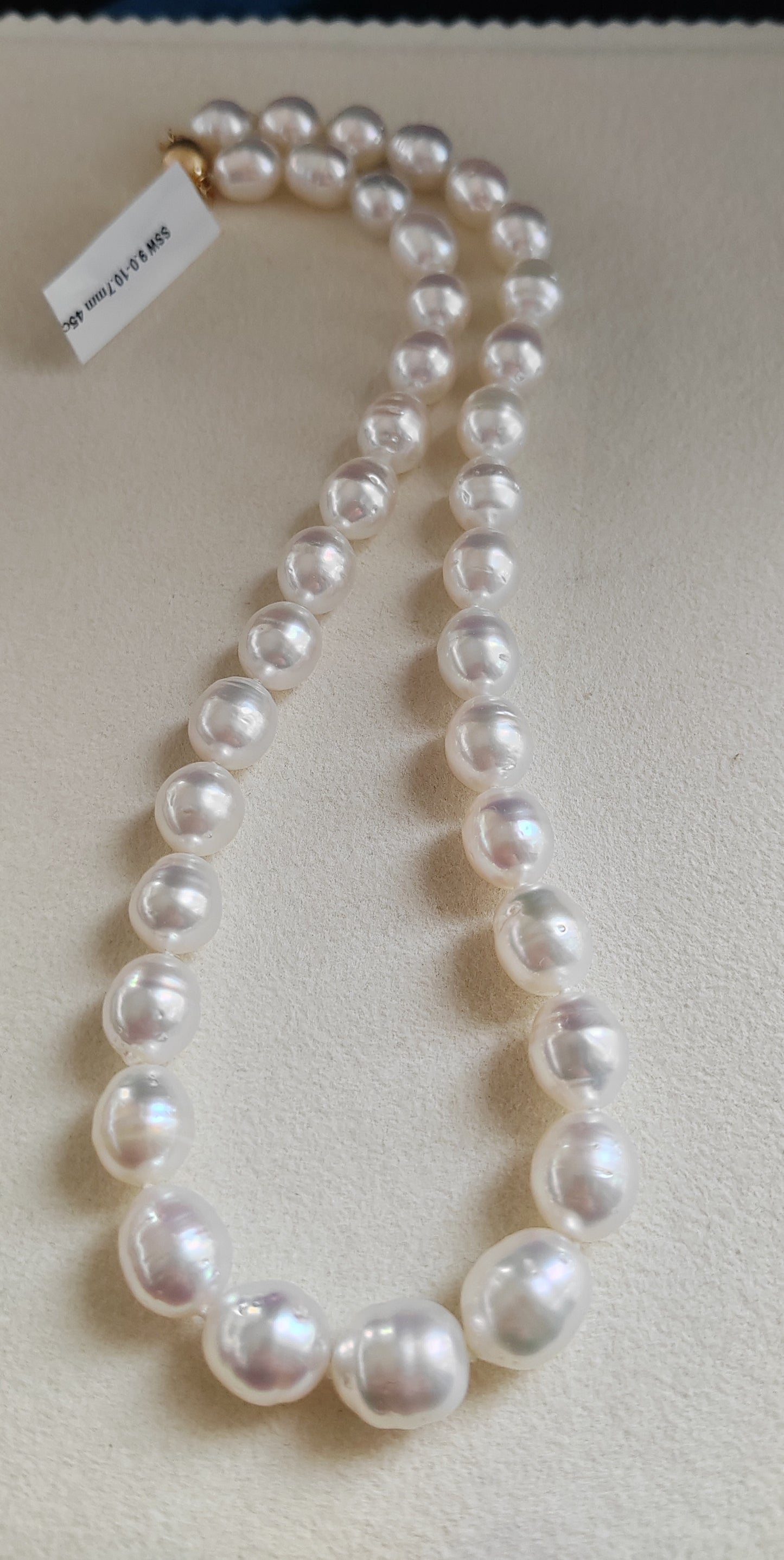 9-10.7mm Genuine south sea white pearl 14k gold necklace