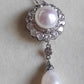 Elegant French style brooch & necklace genuine freshwater pearls 9.8-10.9mm
