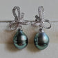 9.3mm Genuine tahitian south sea pearl Lace earrings silver