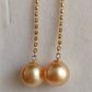 18k gold dangle earrings genuine golden south sea pearl 8.3mm
