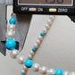 14k gold necklace Natural Sleeping Beauty Turquoise and Genuine Japanese akoya pearls
