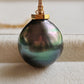 'Summer Island' Genuine tahitian Mangareva pearl 16x17mm 18ct gold diamond pendant