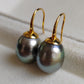 11.1mm Genuine tahitian south sea pearls classic 9ct gold earrings