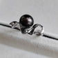 9.3mm Genuine tahitian south sea pearl silver wave ring