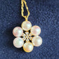 'Pleasure Blossom' 18k gold pendant genuine Japanese akoya pearls