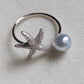 'Little star' ring genuine Keshi south Sea white pearl 6.9x7.4mm