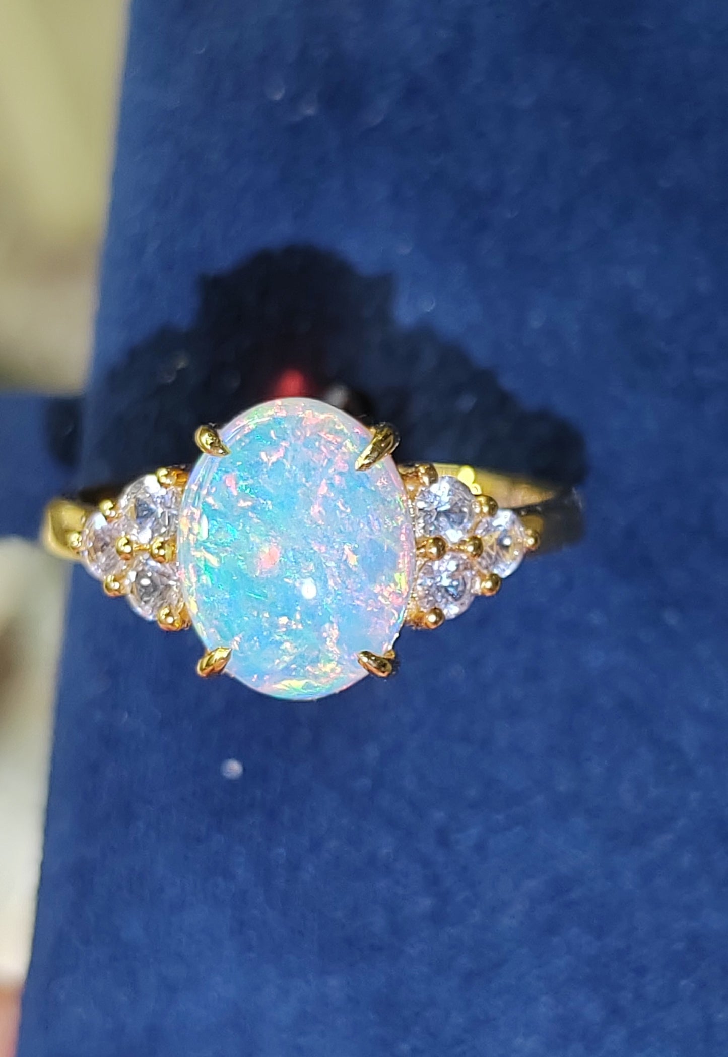 'Water Lily' 1.31ct Natural Solid Australian Crystal opal 9k gold ring