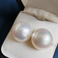 12.9mm Genuine Australian south sea white pearl classic earring studs