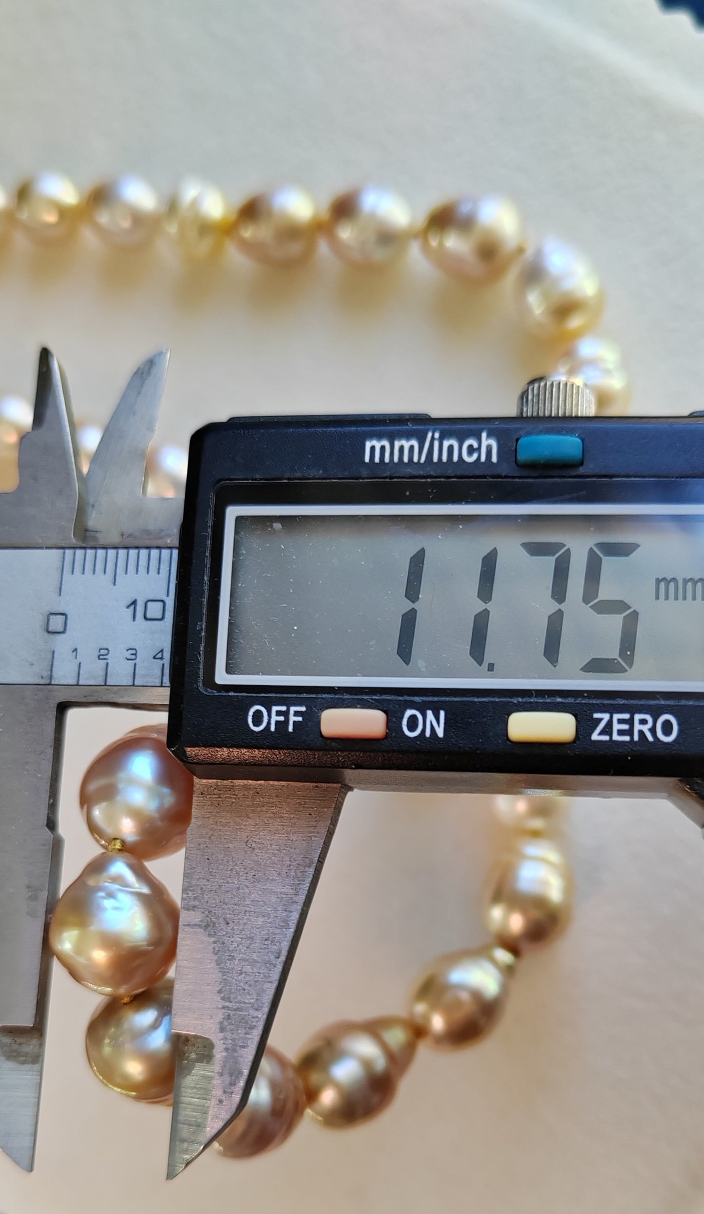 8.2-11.7mm Genuine golden south sea pearls classic baroque necklace