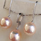 'Fairy Peach' Jewellery set Genuine freshwater pearls 11.8-12.2mm