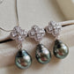 'Silver Clovers' Jewellry set Genuine tahitian sea pearls 9.6-9.9mm