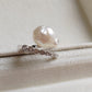 'Wild Lily' Silver ring genuine Keshi south sea white pearl 6ct