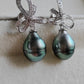 9.3mm Genuine tahitian south sea pearl Lace earrings silver