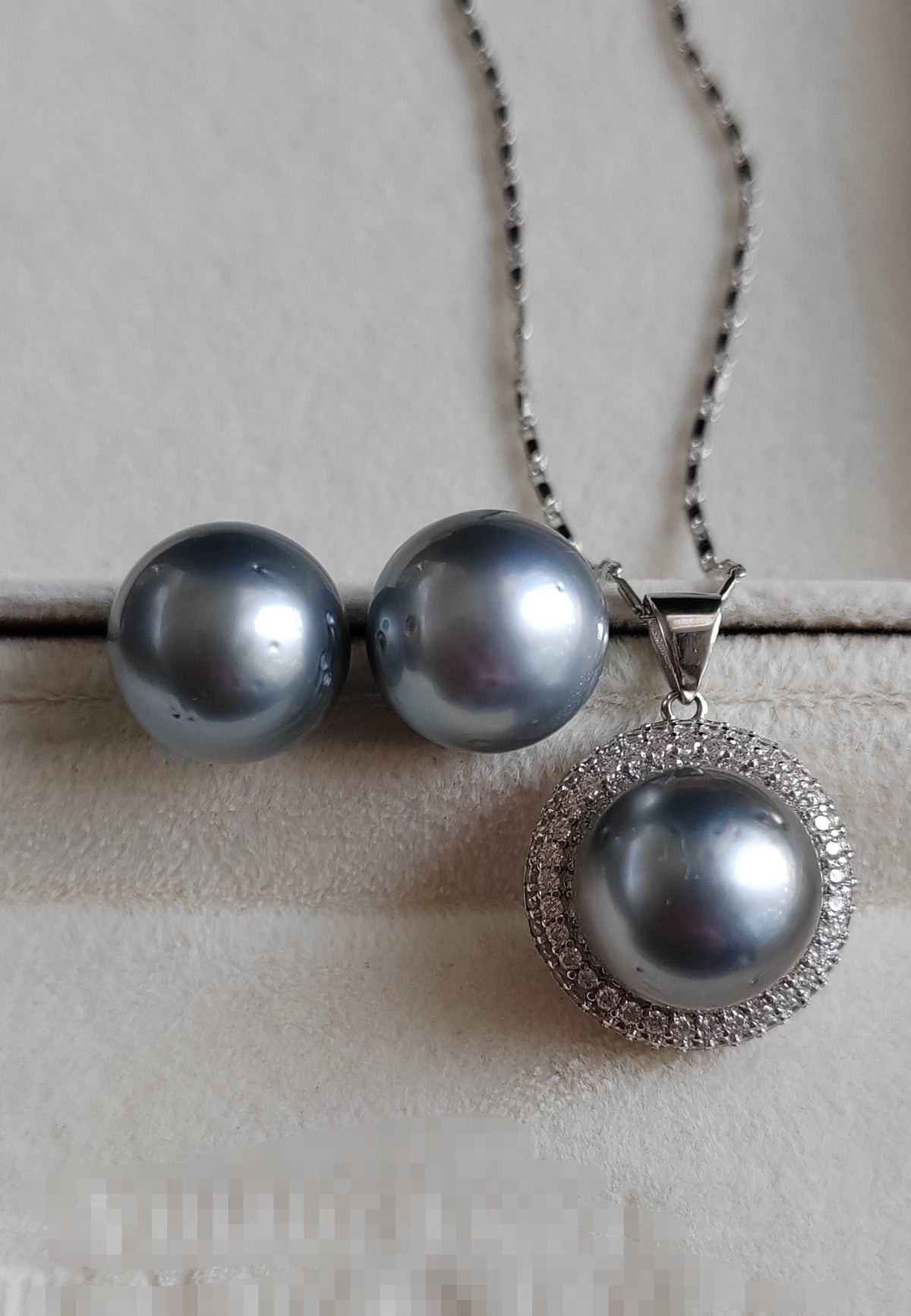 12-12.2mm Genuine tahitian sea pearls classic jewellry set