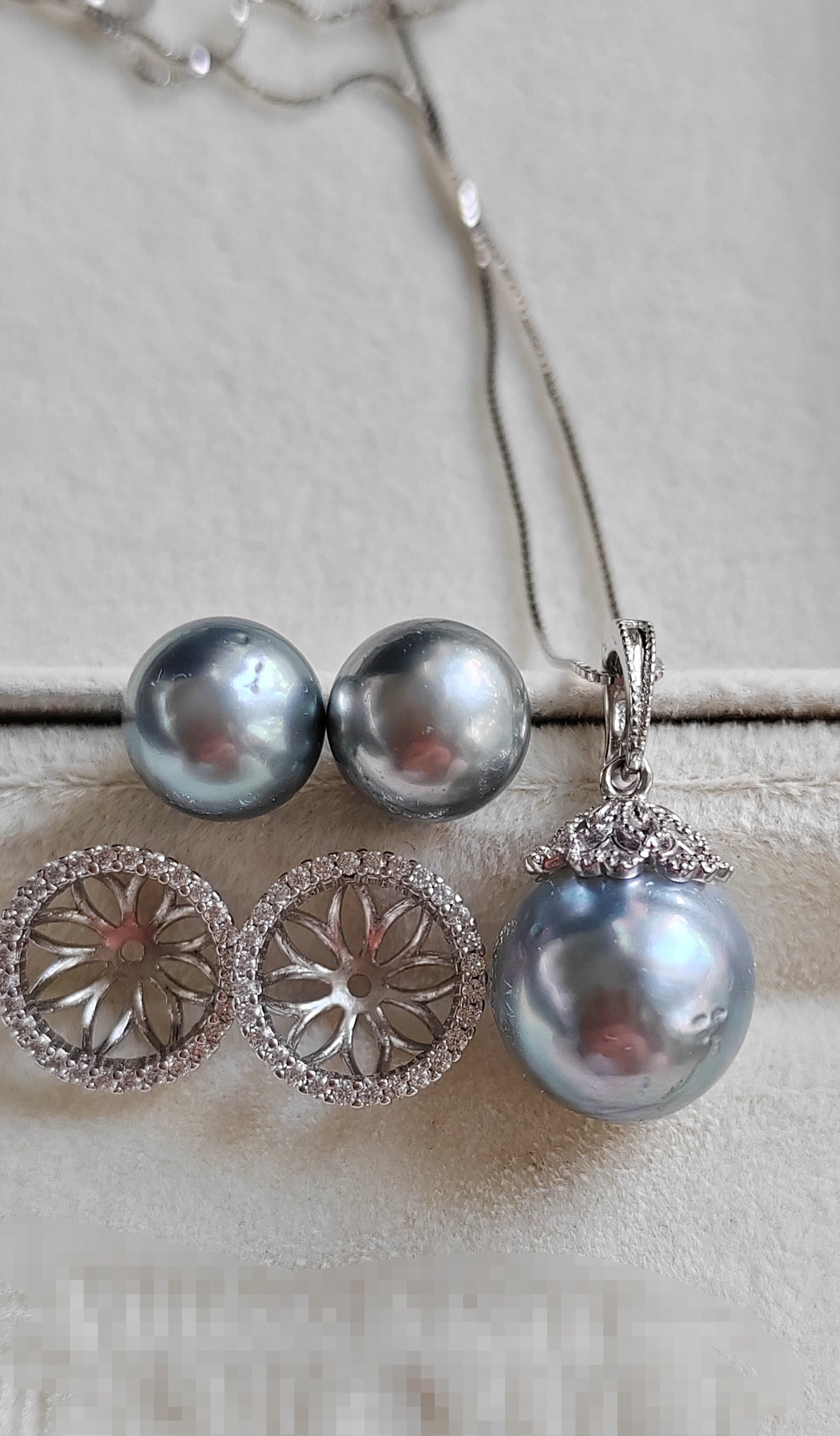 Classic Jewellry set Genuine tahitian sea pearls 10.3-13.1mm
