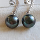 Classic Dangling earrings Genuine tahitian south sea pearl 8.8mm Round