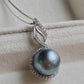 'Silver bird' necklace genuine tahitian south sea pearl 10mm