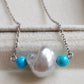 'Wild' Natural Turquoise genuine Australian south sea Keshi pearl necklace