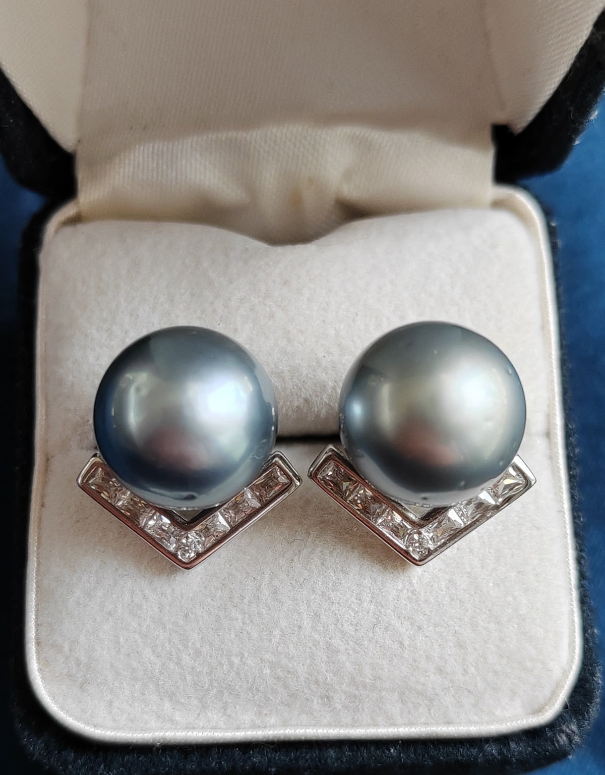 10.3mm Genuine tahitian sea pearls silver earrings