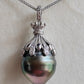 16.3x20mm Genuine tahitian sea pearl enhancer necklace silver