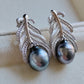 'Blue bird' earrings genuine tahitian south sea pearls 9.7mm