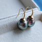 9k gold French hook earrings genuine tahitian south sea pearls 11mm