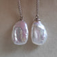 10.8mm Genuine freshwater Keshi pearls classic dangling earrings