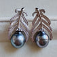 'Blue bird' earrings genuine tahitian south sea pearls 9.7mm