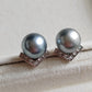 10.3mm Genuine tahitian sea pearls silver earrings