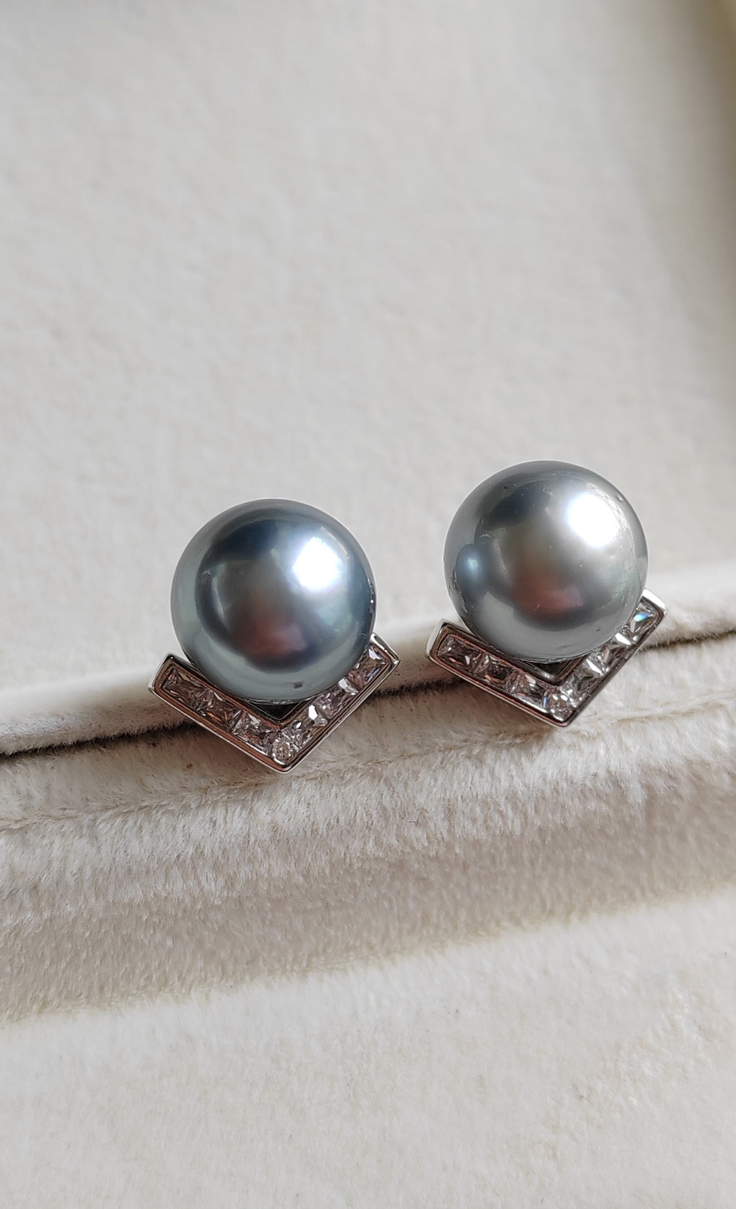 10.3mm Genuine tahitian sea pearls silver earrings
