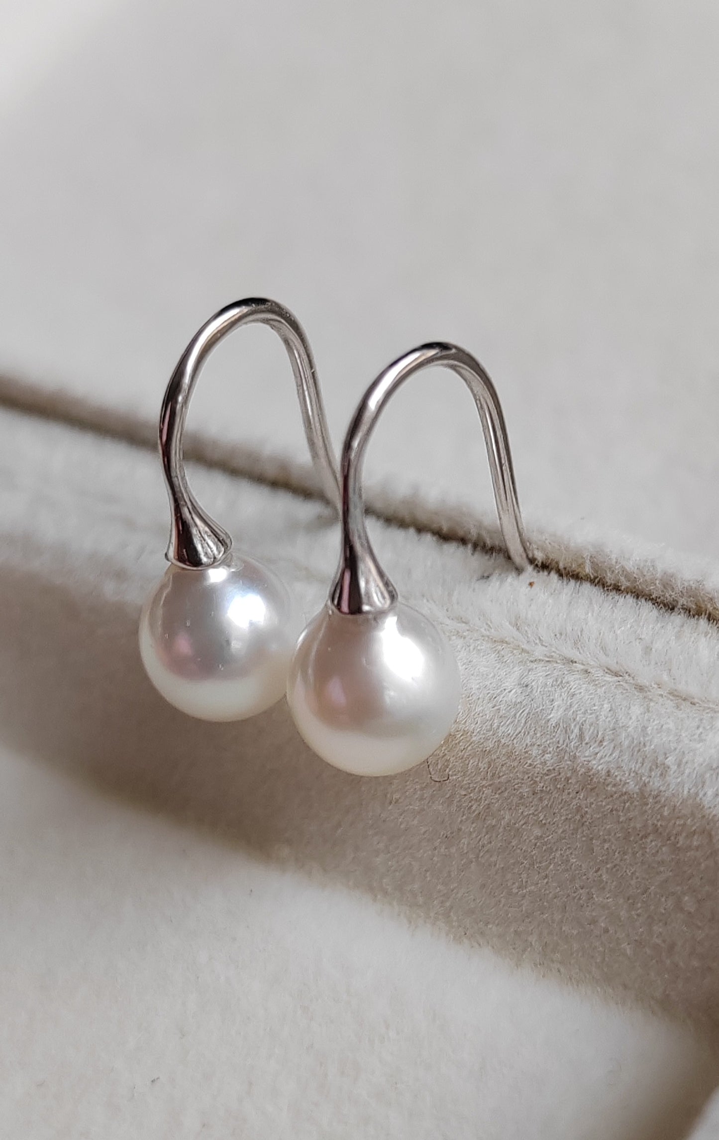 6.3mm Genuine Japanese akoya pearls French hooks earrings