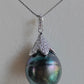 13.3mm Genuine tahitian south sea pearl pendant with chain necklace